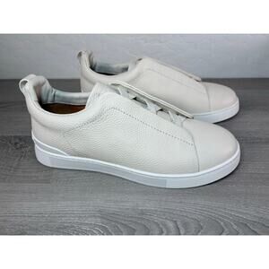 Zenga Triple Stitch Slip-On Sneakers Men's 10 White Tumbled Leather- Italy